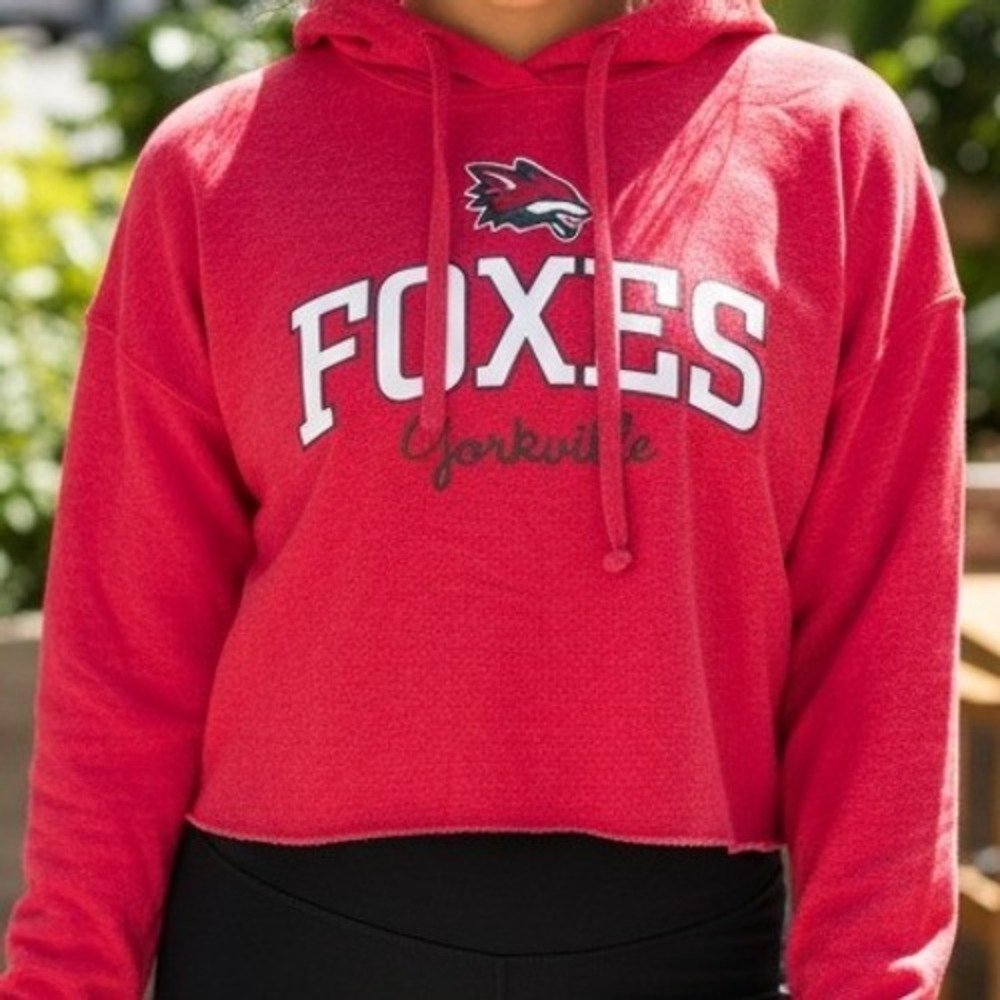 PEL Athletic Yorkville Red Foxes Cropped Hoodie Sweatshirt Women's Small‎